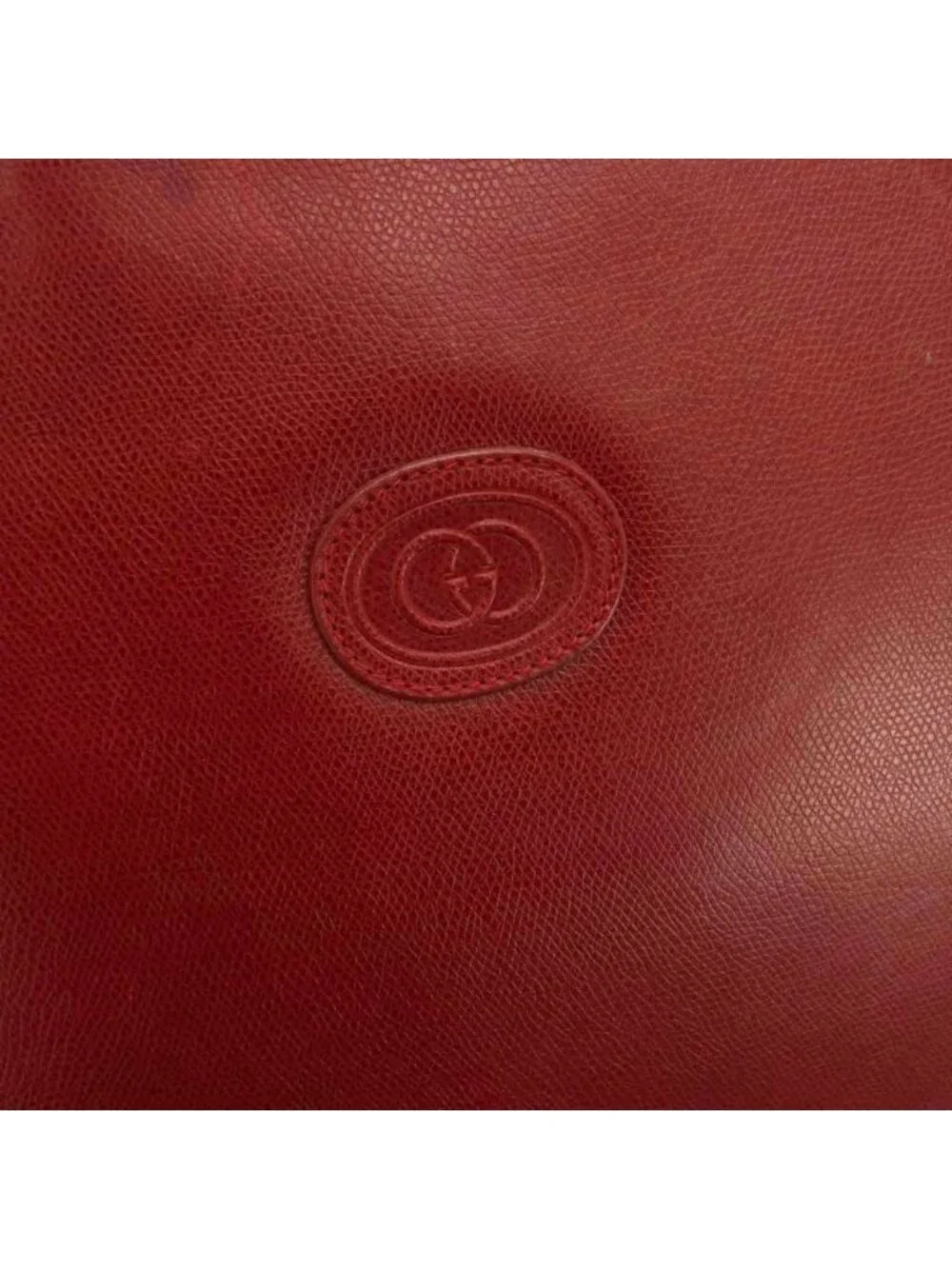 Gucci Tote Bag Business Briefcase Leather Red Embossed Logo YM
